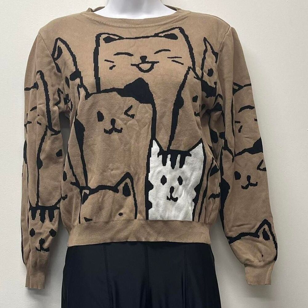VGC Girls/Tween Size Medium Thick warm Cat Sweater
